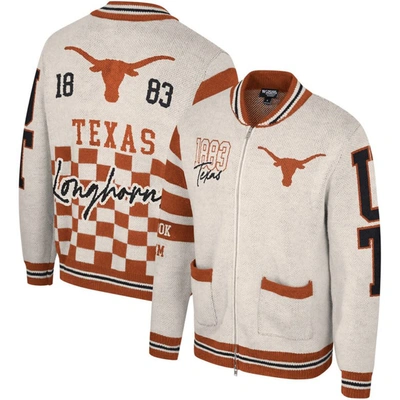 THE WILD COLLECTIVE UNISEX THE WILD COLLECTIVE CREAM TEXAS LONGHORNS JACQUARD FULL-ZIP SWEATER