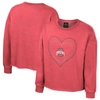 Colosseum Girls Youth  Scarlet Ohio State Buckeyes Audrey Washed Fleece Pullover Crewneck Sweatshirt In Scarlet