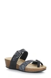Bos. & Co. Luzzie Wedge Slide Sandal In Black Nubuck/snake Print