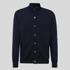 Brioni Leather-trimmed Cashmere Cardigan In Blue