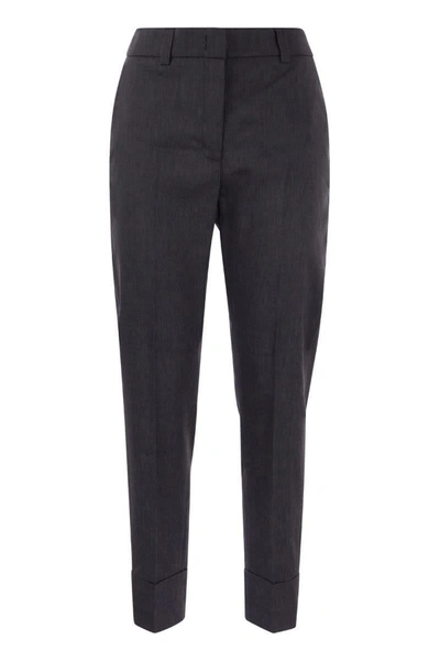Peserico Wool And Linen Trousers In Dark Blue