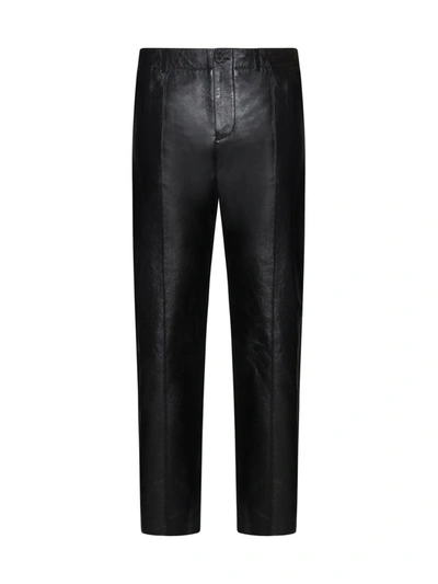 Versace Leather Pants In Black