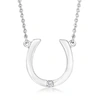 Ross-simons Sterling Silver Horseshoe Necklace With Diamond Accent In Multi