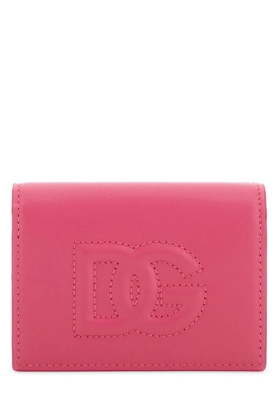 Dolce & Gabbana Leather Wallet In Glicine Colour In Pink