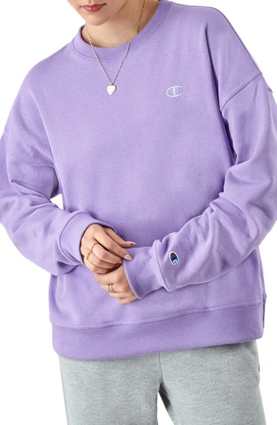 Champion Women's Powerblend Fleece Crewneck Sweatshirt In Lavish Lavender
