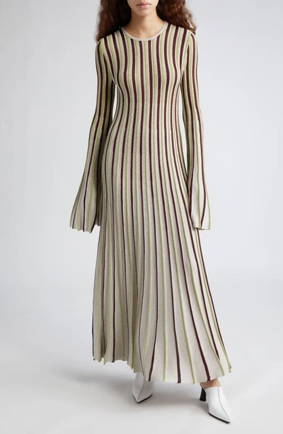 Stella Mccartney Lurex Rib Knit Midi Dress In Oat/aubergine