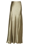 Vince Satin Maxi Skirt In Artichoke