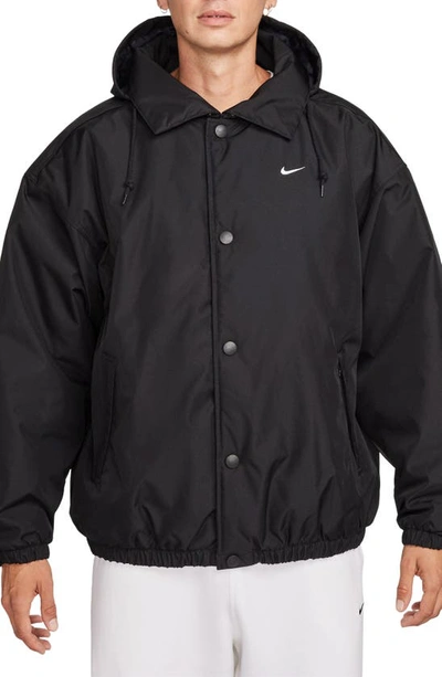 Nike Solo Swoosh Water Repellent Puffer Jacket In Black