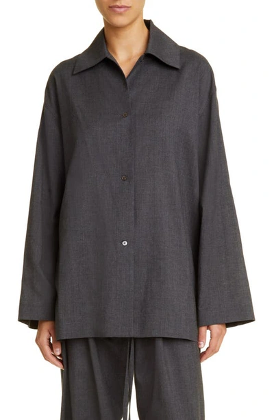 The Row Rigel Oversized Silk-cotton Shirt In Dark Grey