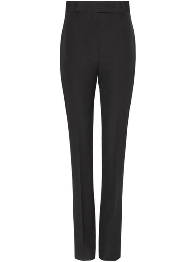 Ferragamo Pressed-crease Virgin Wool Tailored Trousers In Black