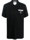 Moschino Logo-patch Short-sleeve Cotton Polo Shirt In Black
