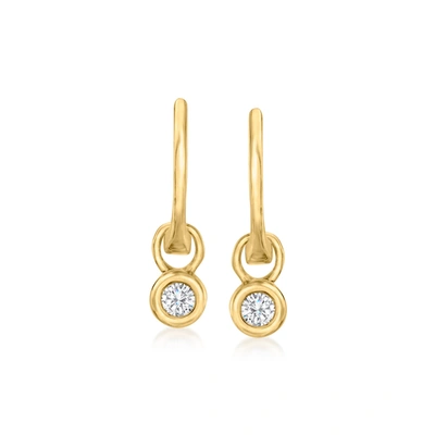 Rs Pure Ross-simons Bezel-set Diamond Hoop Drop Earrings In 14kt Yellow Gold