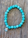 A BLONDE AND HER BAG AMAZONITE BRACELET WITH CHALCEDONY HAND-WRAPPED IN SILVER