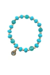 A BLONDE AND HER BAG GOLD AND BLUE AMAZONITE BRACELET WITH LABRADORITE