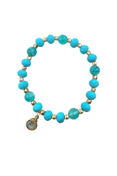 A Blonde And Her Bag Gold And Blue Amazonite Bracelet With Labradorite