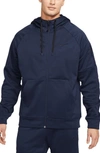 Nike Men's  Therma Therma-fit Full-zip Fitness Top In Obsidian/ Obsidian/ Black