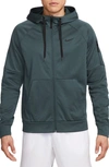 Nike Men's Therma-fit Full-zip Logo Hoodie In Deep Jungle/ Black