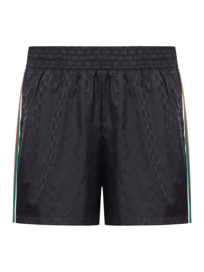 Gucci Gg Nylon Jacquard Swimsuit In Black