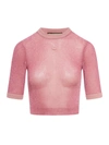 Gucci Lamé Knit Top With Interlocking G In Pink & Purple