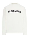 Jil Sander Men White Crewneck Sweatshirt With Contrasting Logo Print At The Front In Cotton Man In Nude & Neutrals