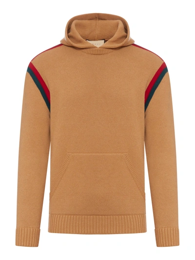 Gucci Wool Sweater With Hood In Neutrals