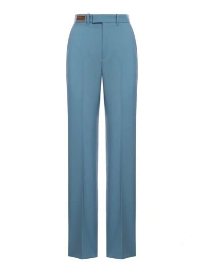 Gucci Wool Trousers With  Bit Label In Blue