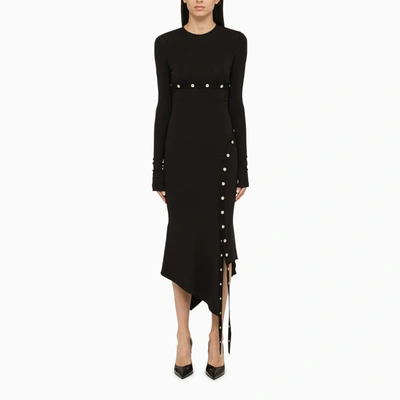 Attico The  Black Midi Dress With Snap Buttons Women