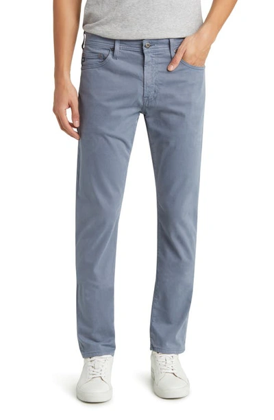 Ag Everett Sueded Stretch Sateen Slim Straight Leg Pants In Blue Ice