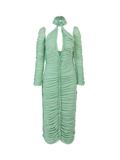 Az Factory X Ester Manas Rose Knot Ruched-detailed Dress In Green