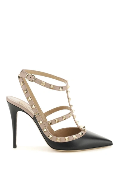 Valentino Garavani Rockstud 100mm Slingback High-heel Pumps In Black,pink