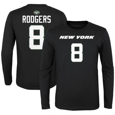 OUTERSTUFF YOUTH AARON RODGERS BLACK NEW YORK JETS MAINLINER PLAYER NAME & NUMBER LONG SLEEVE T-SHIRT