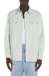 BOTTEGA VENETA CHECK PRINT LEATHER SNAP-UP WESTERN SHIRT