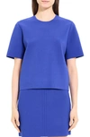 Theory Structured Short-sleeve Crewneck T-shirt In Blue