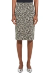 Theory Bristol Animal Print Pencil Skirt In Dark Ecru/ Black