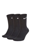 Nike Everyday Cushioned Training Crew Socks In 010 Black/white
