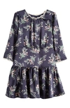 AVA & YELLY KIDS' FLORAL LONG SLEEVE DRESS