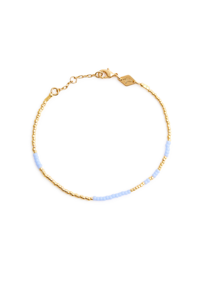 Anni Lu Asym 18kt Gold-plated Beaded Bracelet In Light Blue