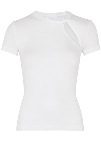 Helmut Lang Ribbed Cotton-jersey Top In White