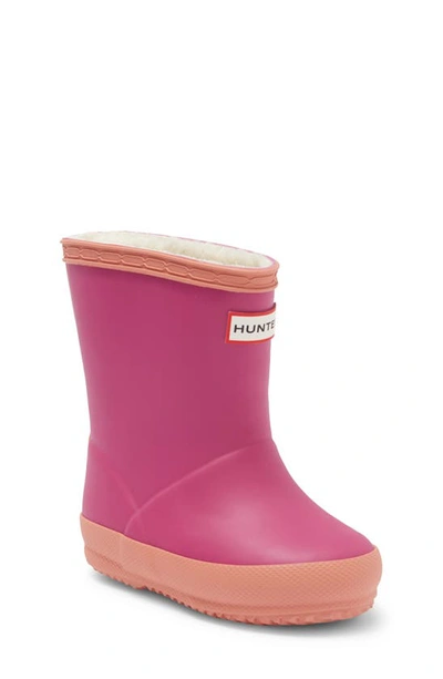 Hunter First Classic Waterproof Rain Boot In Prismatic Pink/ Rough Pink