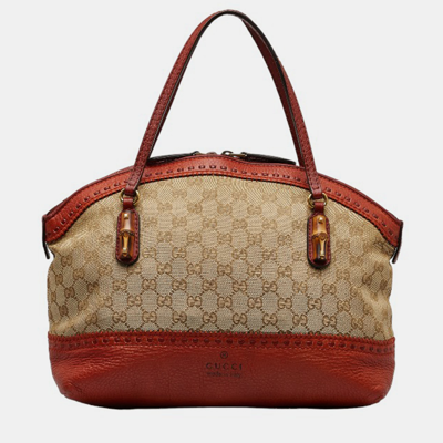 Pre-owned Gucci Brown Gg Canvas Laidback Crafty Tote Bag