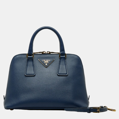 Pre-owned Prada Blue Saffiano Leather Promenade Bag
