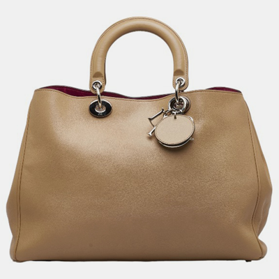 Pre-owned Dior Issimo Leather Tote Bag In Brown