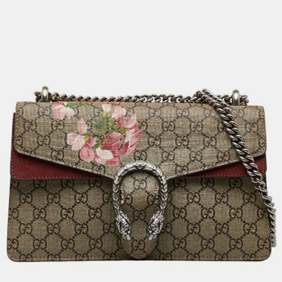Pre-owned Gucci Brown Canvas Gg Supreme Blooms Medium Dionysus Shoulder Bag