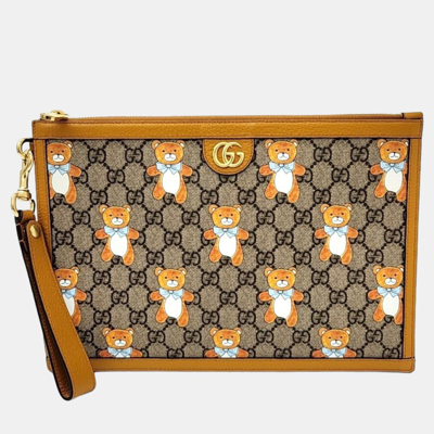 Pre-owned Gucci Brown Canvas Clutch Bag