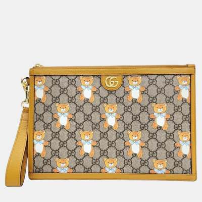 Pre-owned Gucci Beige Leather Clutch Bag