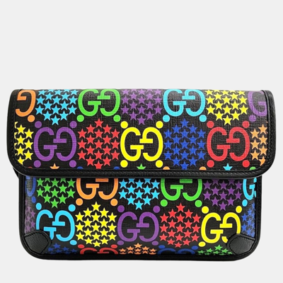 Pre-owned Gucci Black Leather Psychedelic Belt Bag