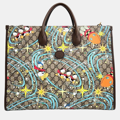 Pre-owned Gucci Multicolour Canvas Leather Tote In Multicolor