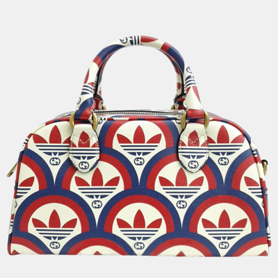 Pre-owned Gucci X Adidas Printed Leather Mini Duffle Bag In Multicolor