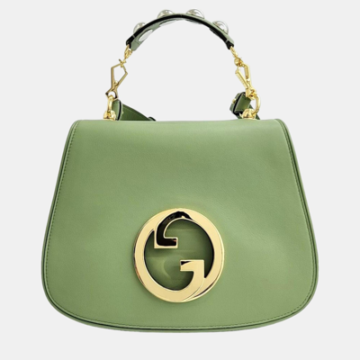 Pre-owned Gucci Light Green Leather Top Handle Blondie Bag (721172)