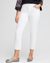 CHICO'S NO STAIN GIRLFRIEND CROPPED JEANS IN WHITE SIZE 16/18 | CHICO'S